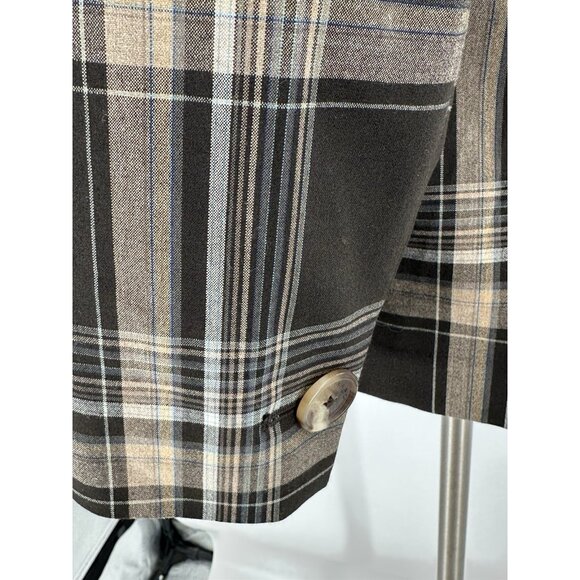 Isaac Mizrahi for Target Jacket Cropped Brown Plaid Cotton 3/4 Sleeve Lined 10 - Picture 6 of 12